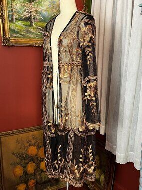 Gorgeous sheer embroidered duster